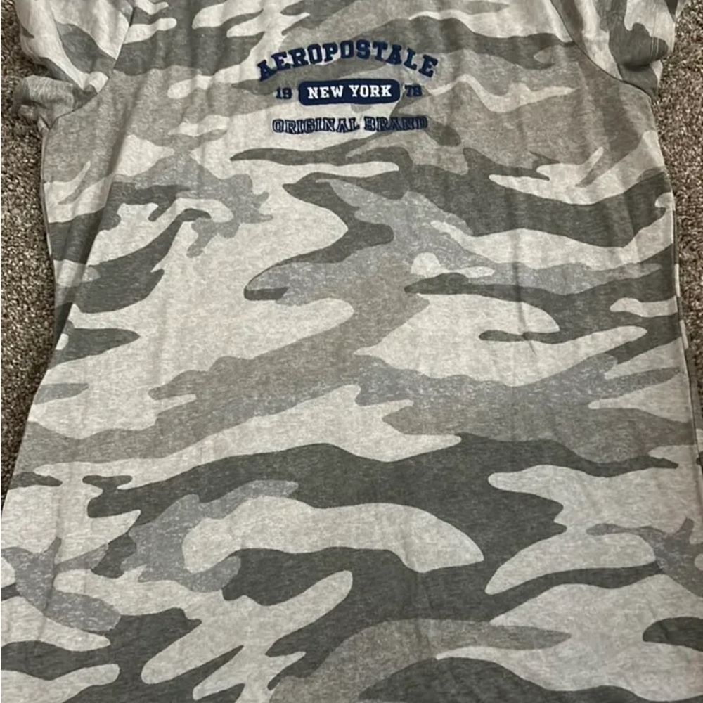 Aeropostale Gray Camo Tee with Blue Logo